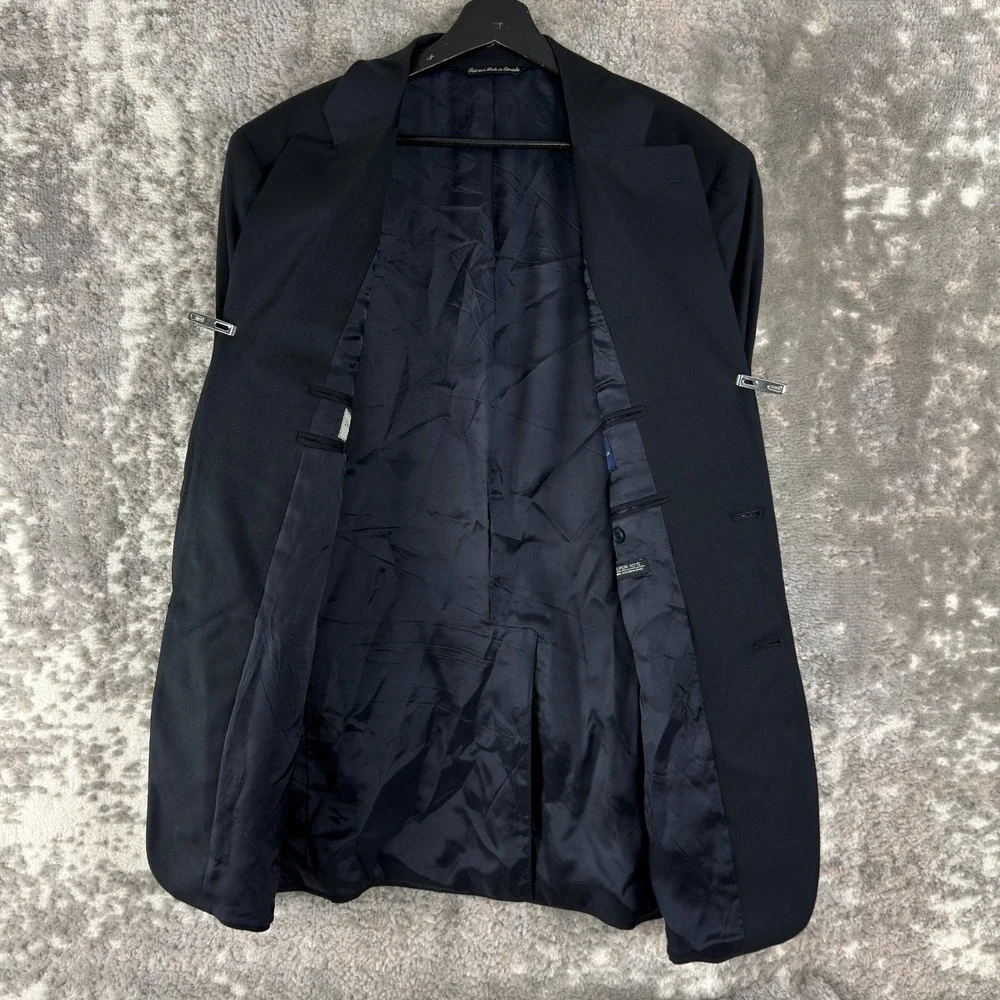 Jack Victor Size 40L Lord & Taylor Minimalist Career Notched Blazer Jacket Black